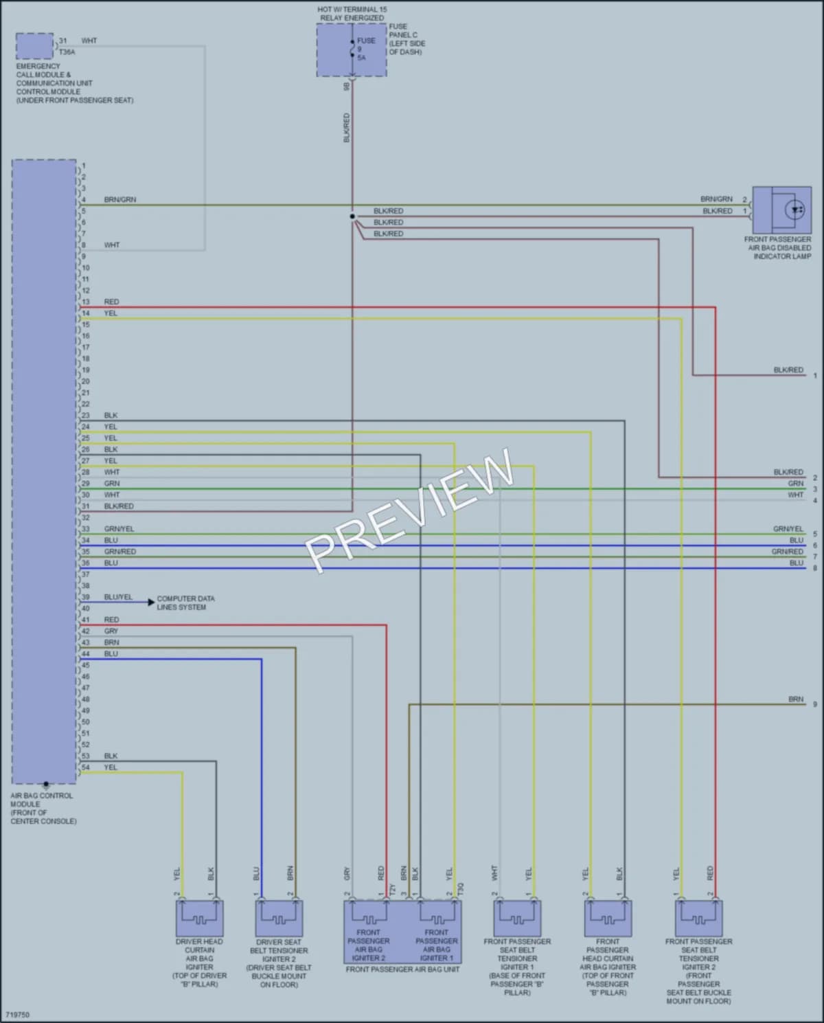 2020 Volkswagen Passat Supplemental Restraints wiring diagram preview