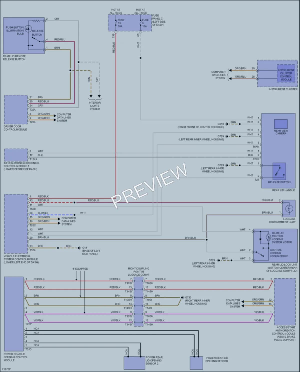 2020 Volkswagen Passat Trunk Tailgate Fuel Door wiring diagram preview