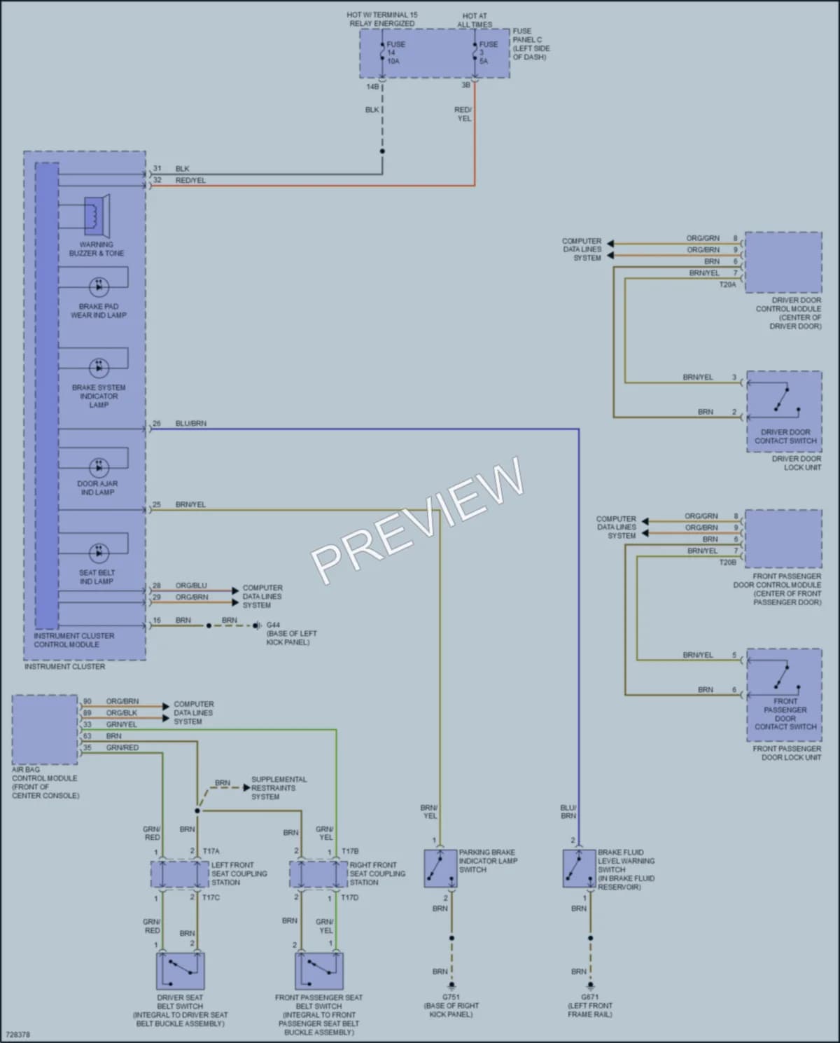 2020 Volkswagen Passat Warning Systems wiring diagram preview