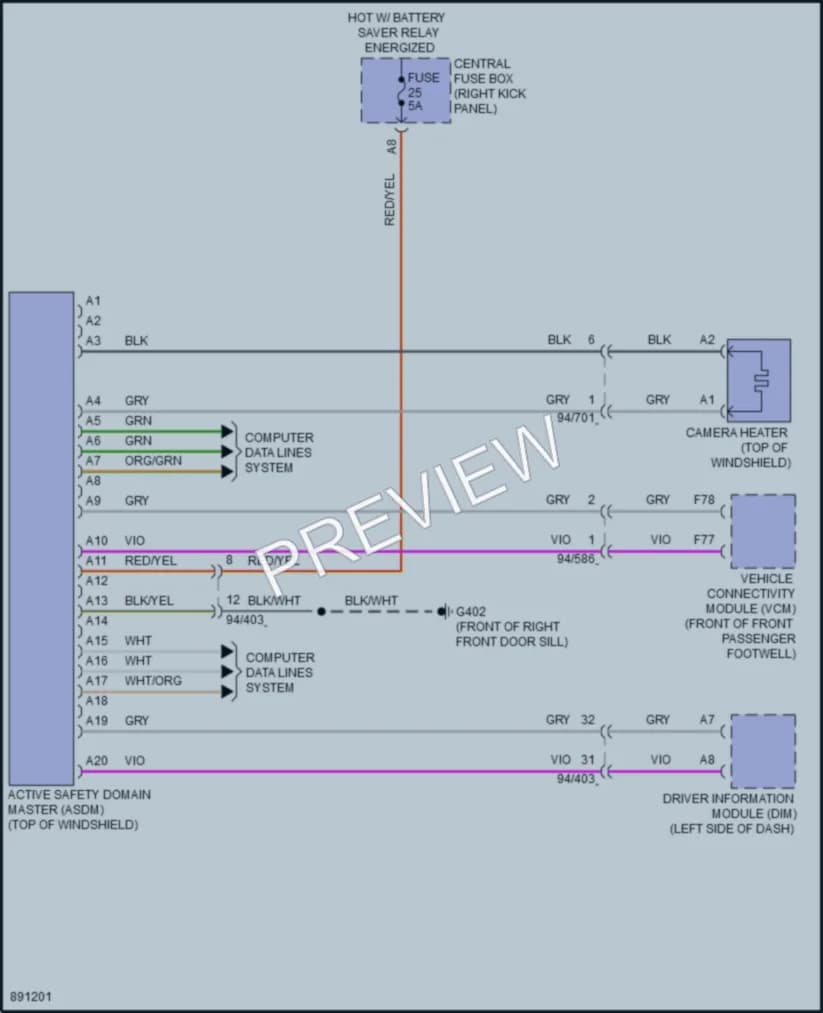 2020 Volvo S60PlugIn Instrument Cluster wiring diagram preview