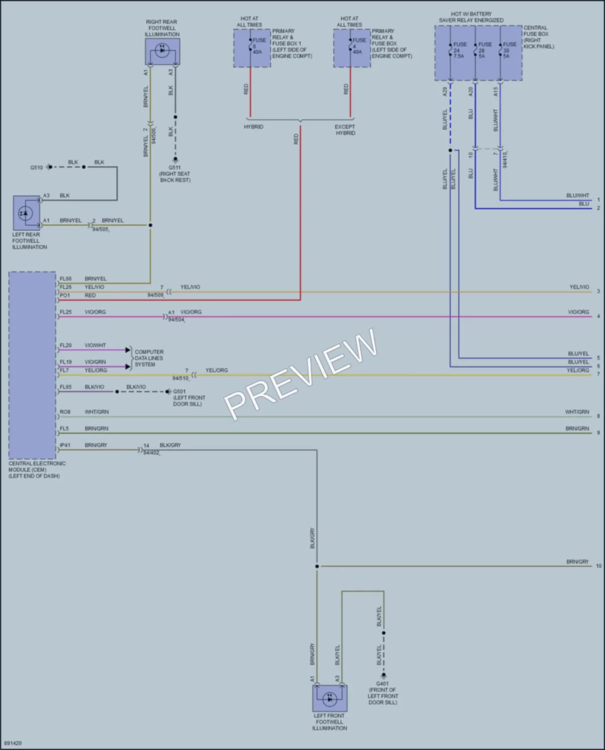 2020 Volvo S60PlugIn Interior Lights wiring diagram preview