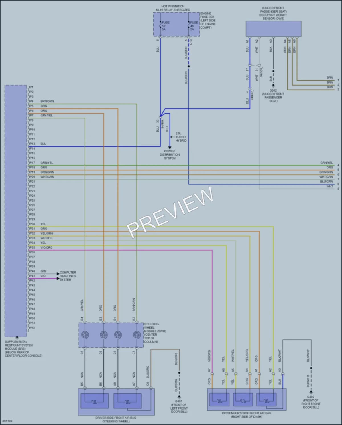 2020 Volvo S60PlugIn Supplemental Restraints wiring diagram preview