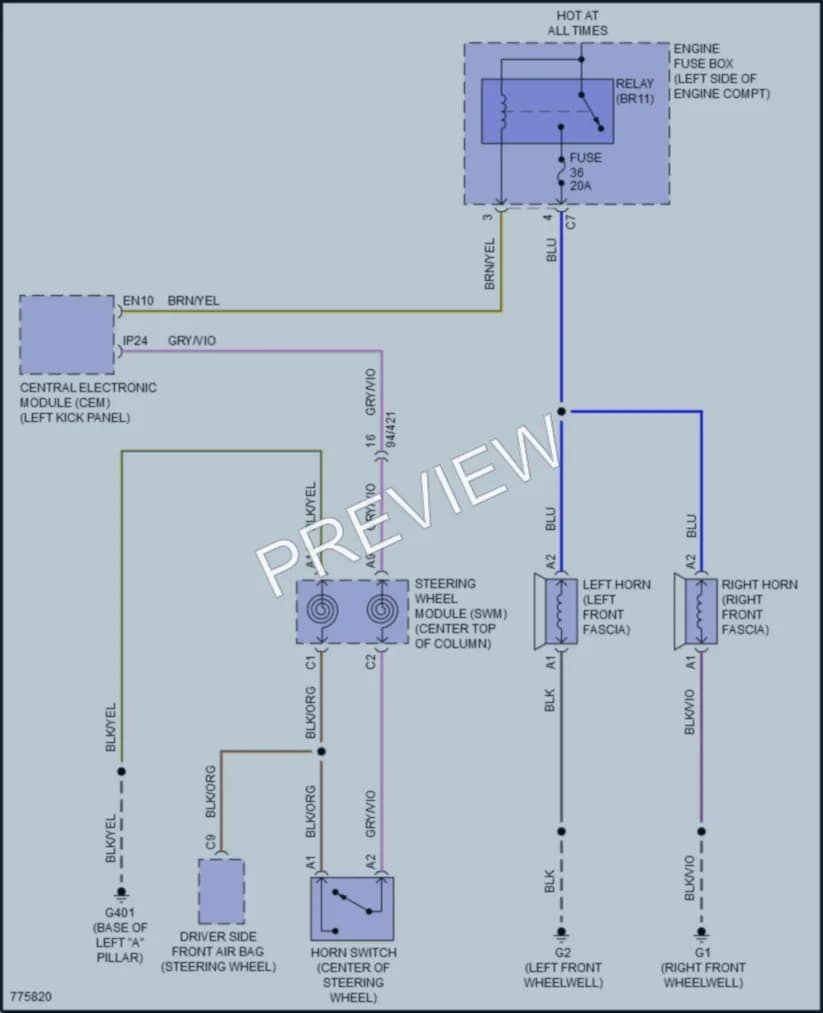 2020 Volvo XC90 Horn wiring diagram preview