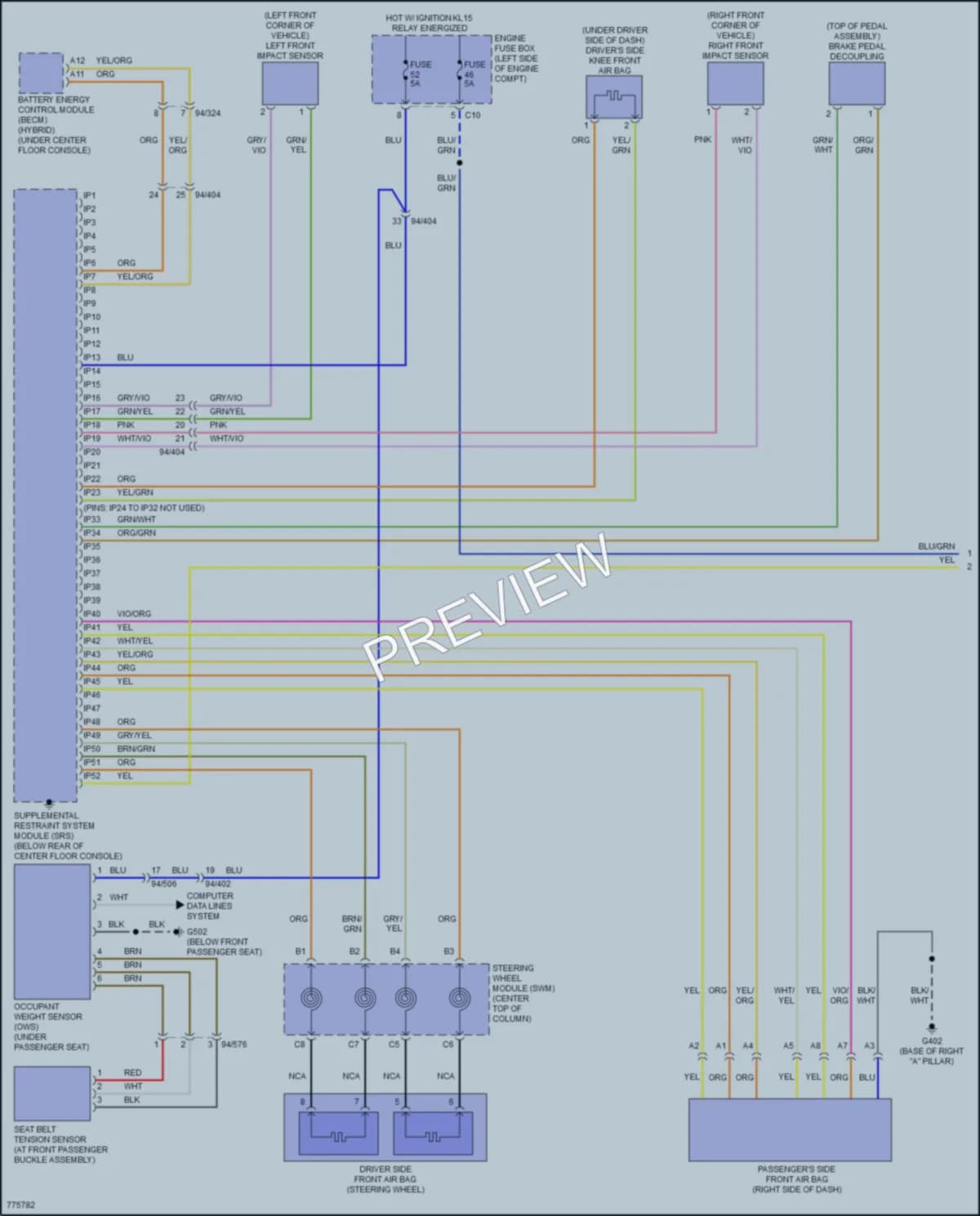 2020 Volvo XC90PlugIn Supplemental Restraints wiring diagram preview
