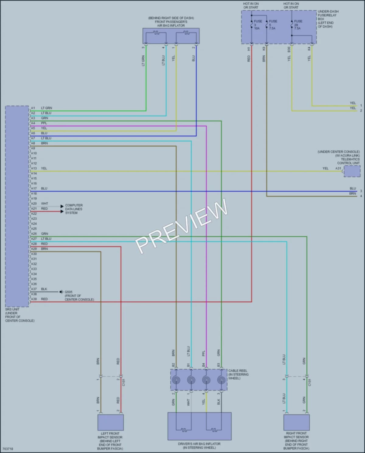 2021 Acura ILX Supplemental Restraints wiring diagram preview