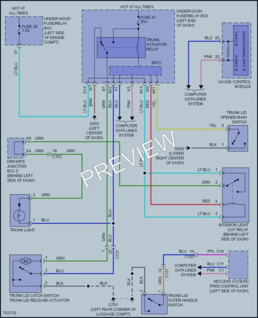 2021 Acura ILX Trunk Tailgate Fuel Door wiring diagram preview