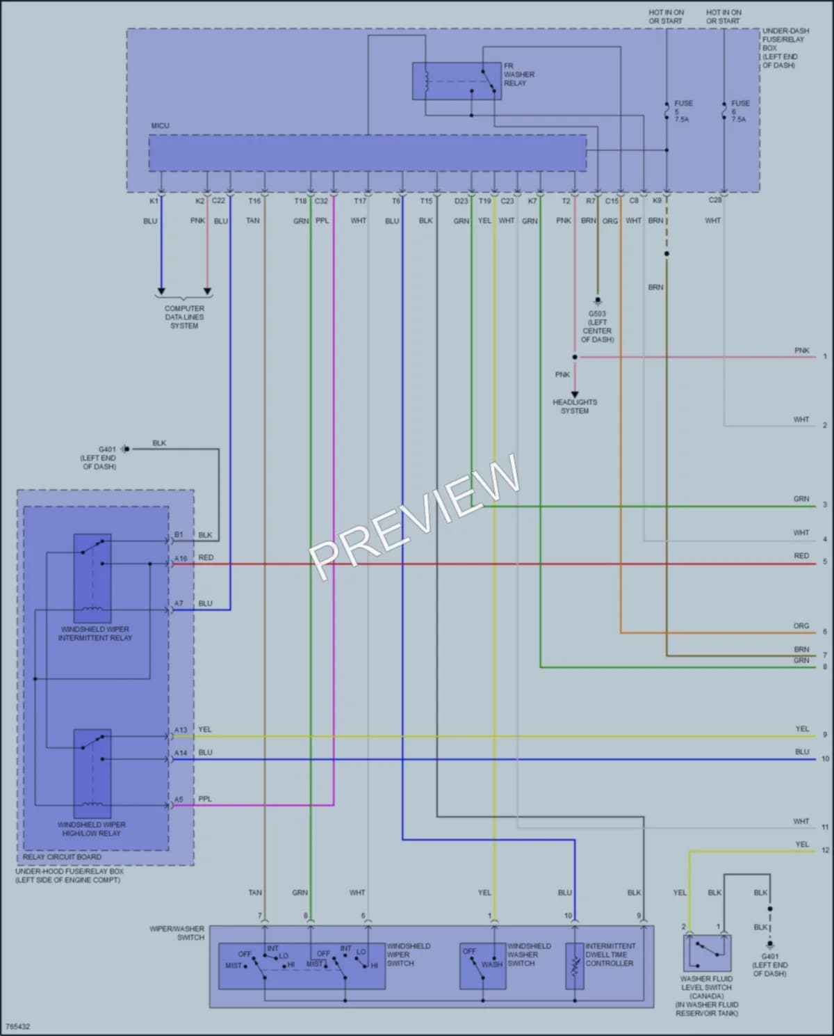 2021 Acura ILX Wiper Washer wiring diagram preview