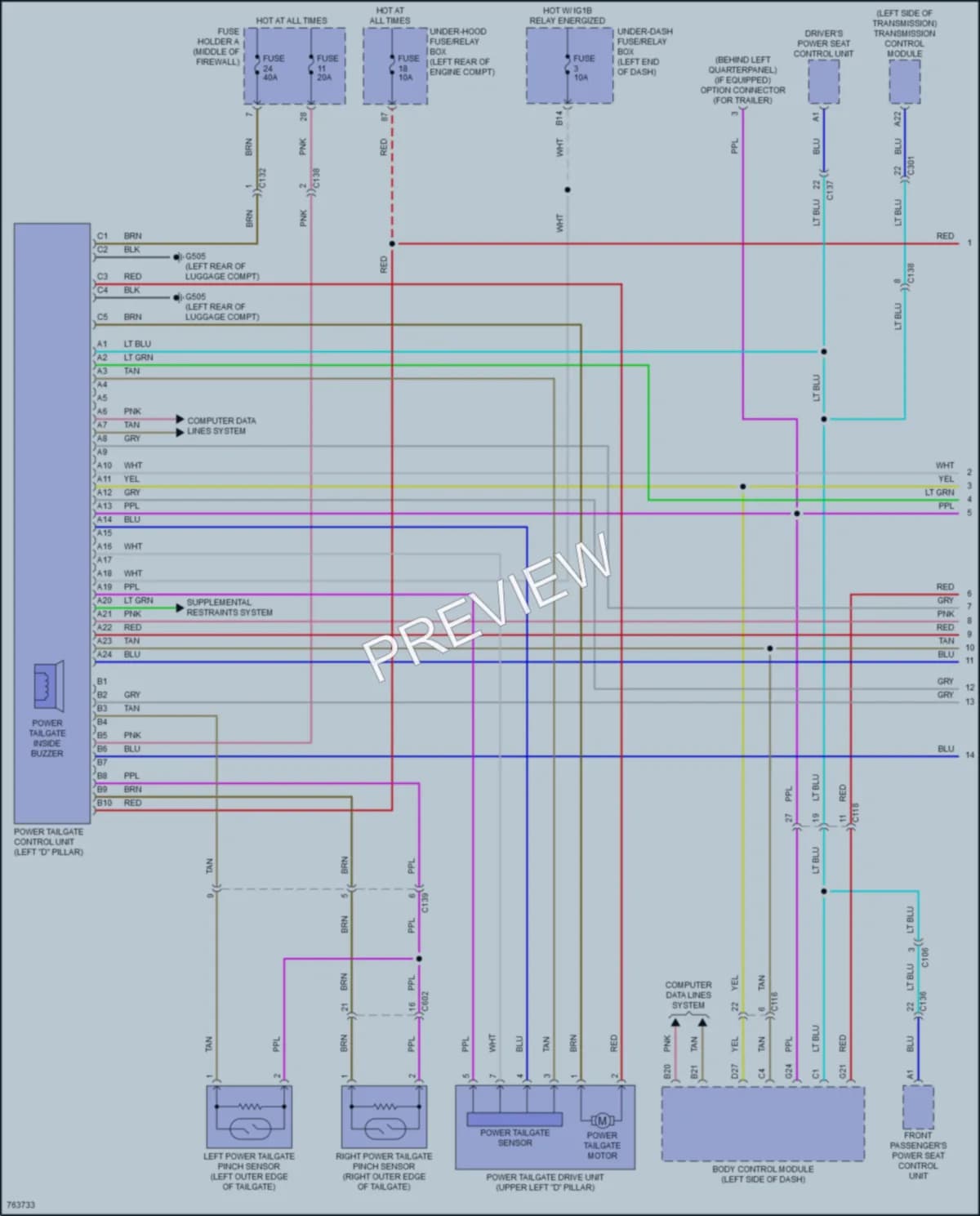 2021 Acura RDX Trunk Tailgate Fuel Door wiring diagram preview