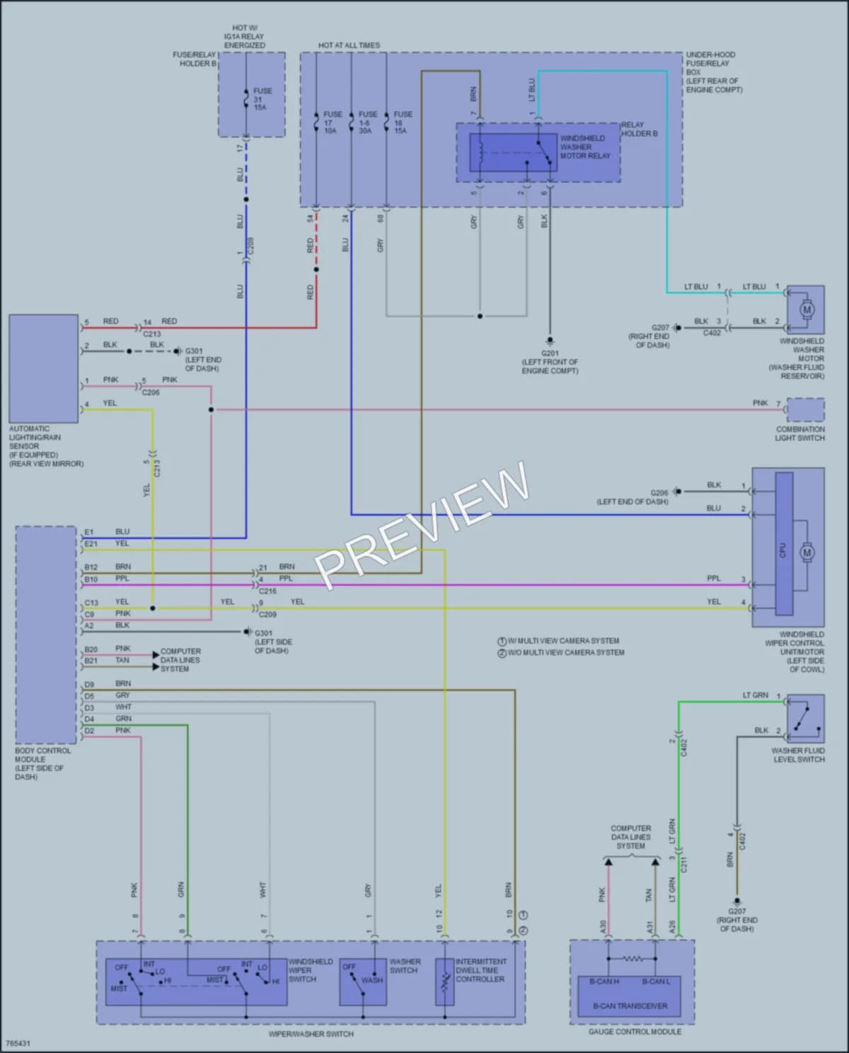 2021 Acura TLX Wiper Washer wiring diagram preview
