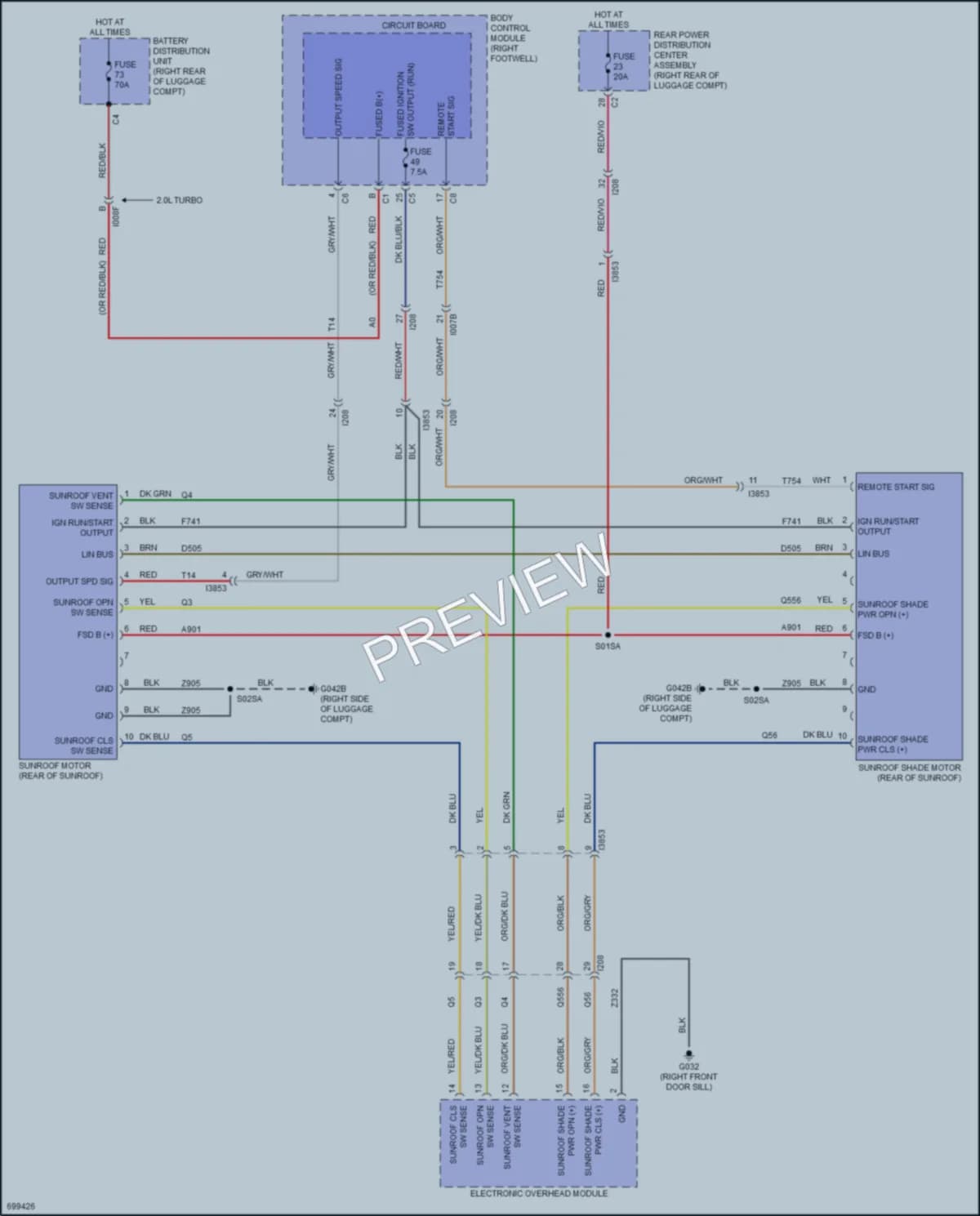 2021 AlfaRomeo Giulia Power Top Sunroof wiring diagram preview
