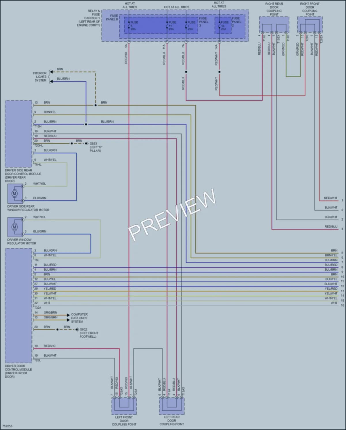 2021 Audi A4 Power Windows wiring diagram preview