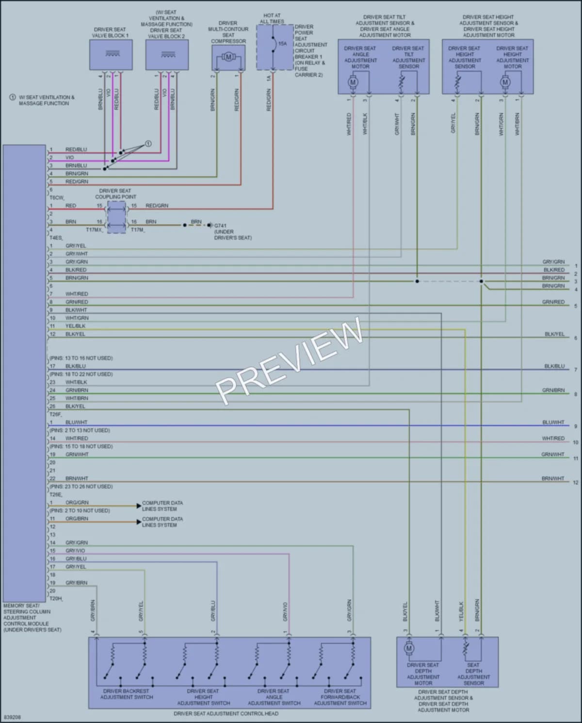 2021 Audi A6 Memory Systems wiring diagram preview