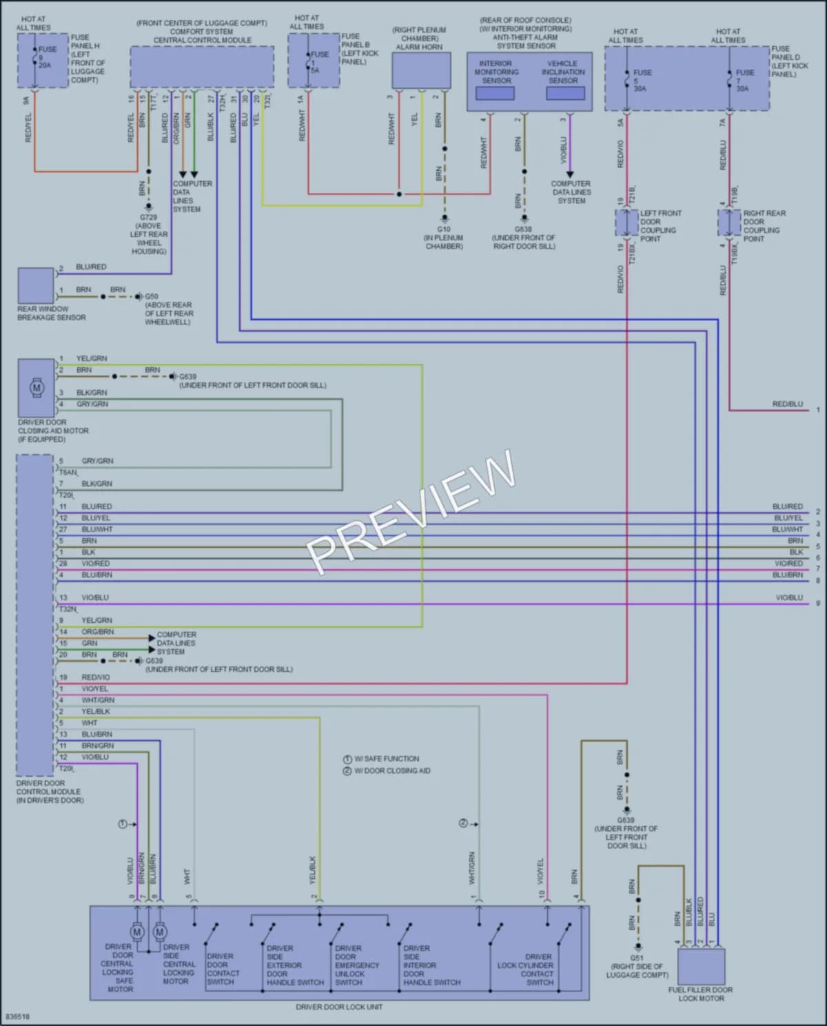 2021 Audi A7 Power Door Locks wiring diagram preview