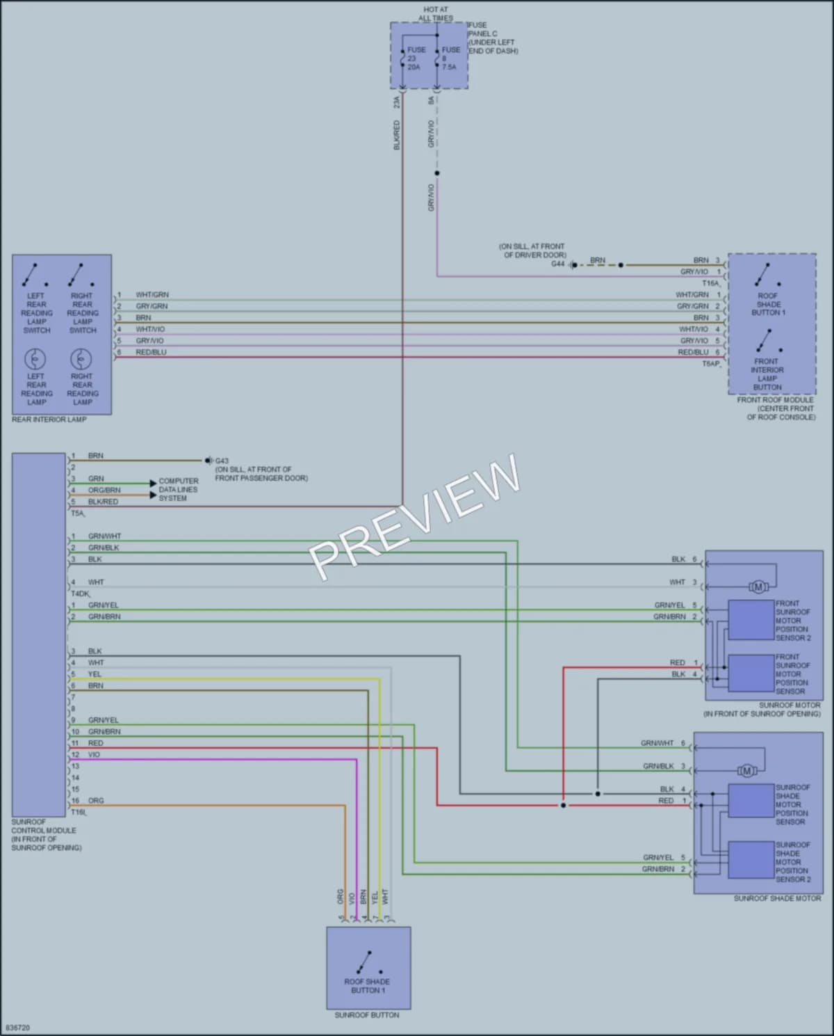 2021 Audi Q3 Power Top Sunroof wiring diagram preview