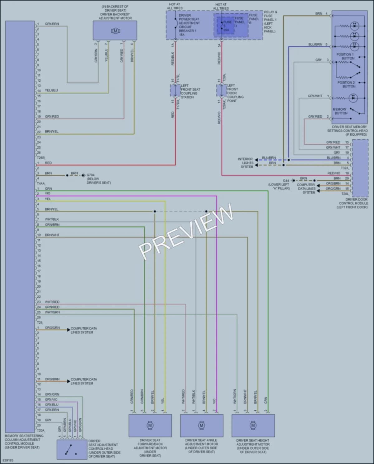 2021 Audi Q5Sportback Memory Systems wiring diagram preview