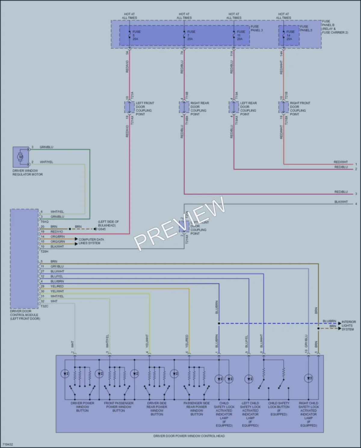 2021 Audi Q7 Power Windows wiring diagram preview