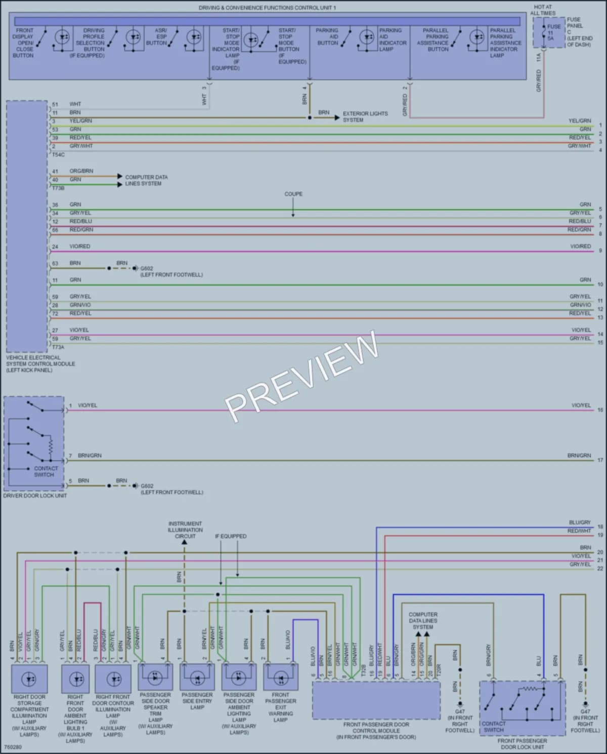2021 Audi RS5 Interior Lights wiring diagram preview