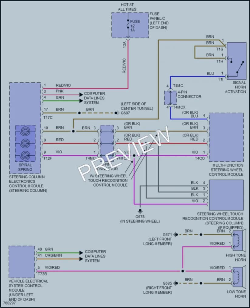 2021 Audi S4 Horn wiring diagram preview