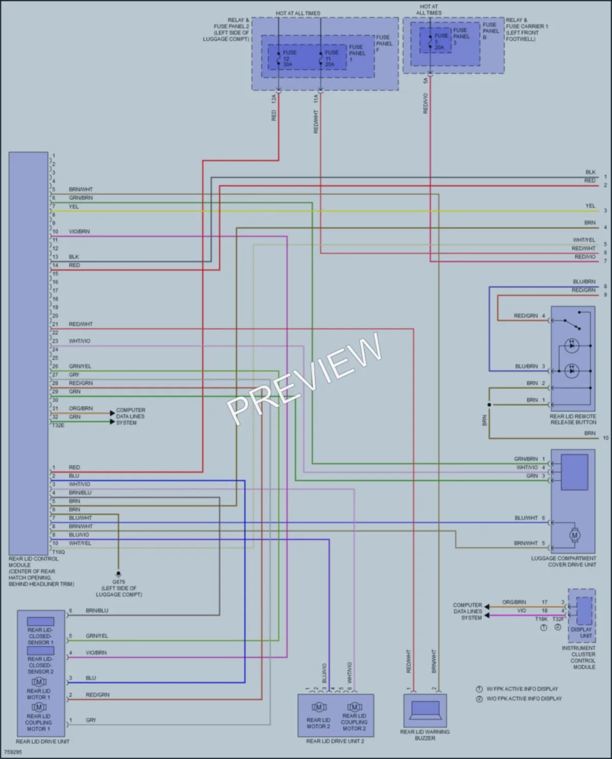 2021 Audi S4 Trunk Tailgate Fuel Door wiring diagram preview
