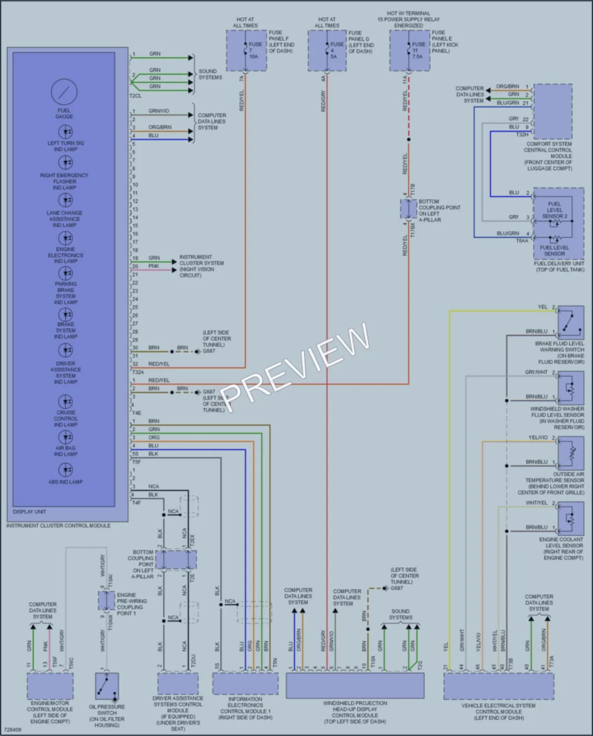 2021 Audi S7 Instrument Cluster wiring diagram preview