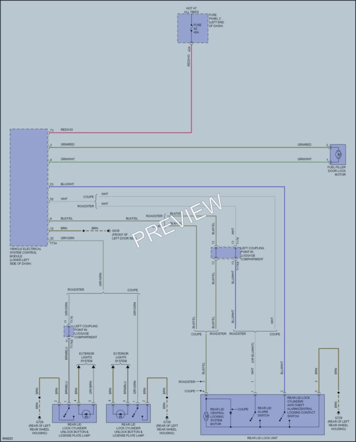 2021 Audi TTRS Trunk Tailgate Fuel Door wiring diagram preview