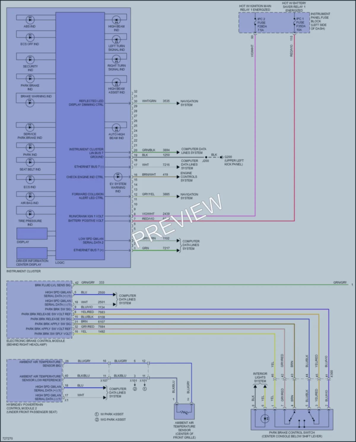 2021 Chevrolet BoltEV Instrument Cluster wiring diagram preview