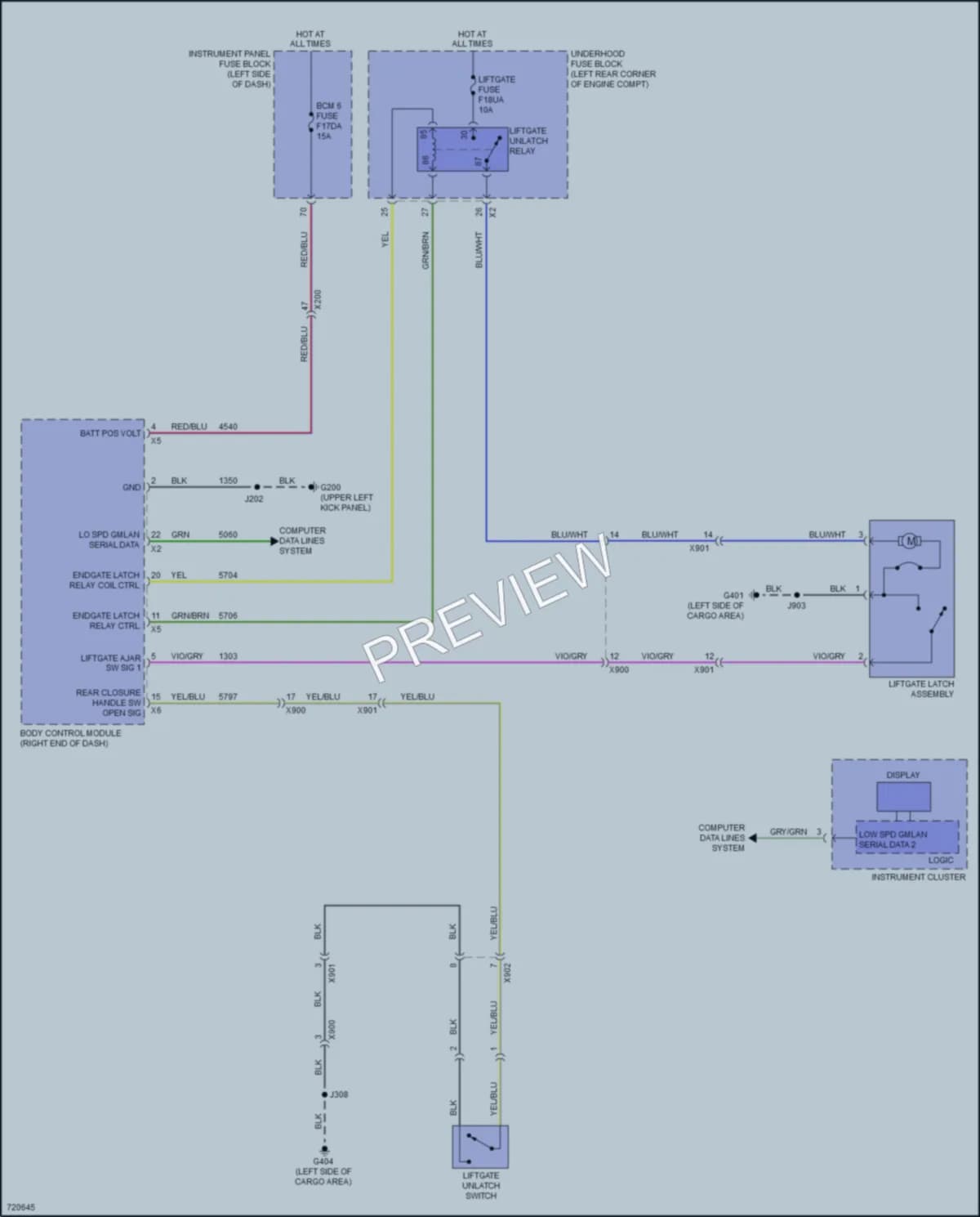 2021 Chevrolet BoltEV Trunk Tailgate Fuel Door wiring diagram preview