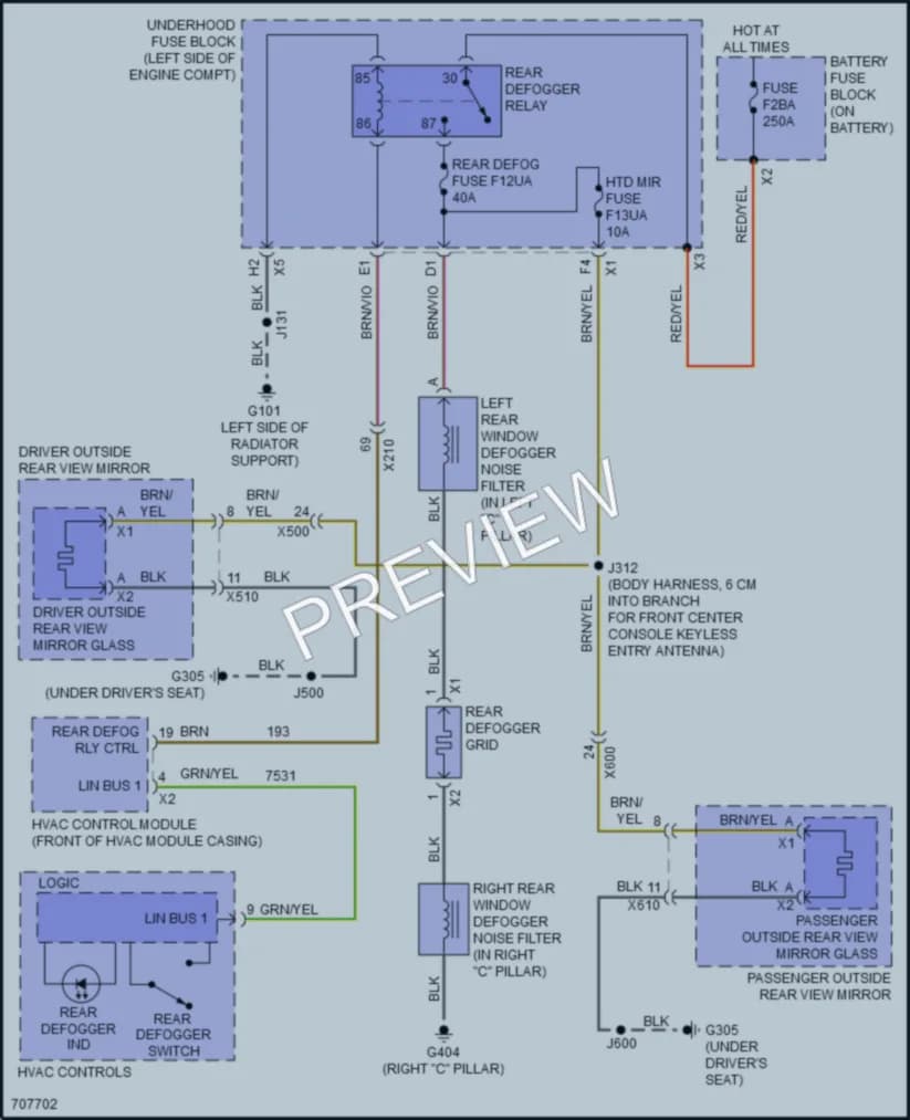 2021 Chevrolet Malibu Defoggers wiring diagram preview