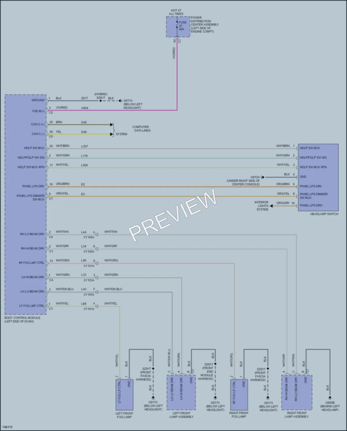 2021 Chrysler PacificaHybrid Headlights wiring diagram preview