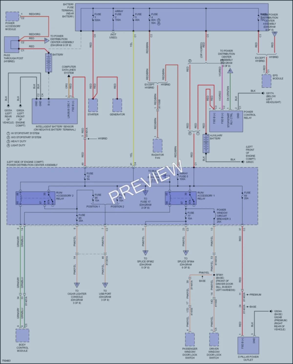 2021 Chrysler PacificaHybrid Power Distribution wiring diagram preview