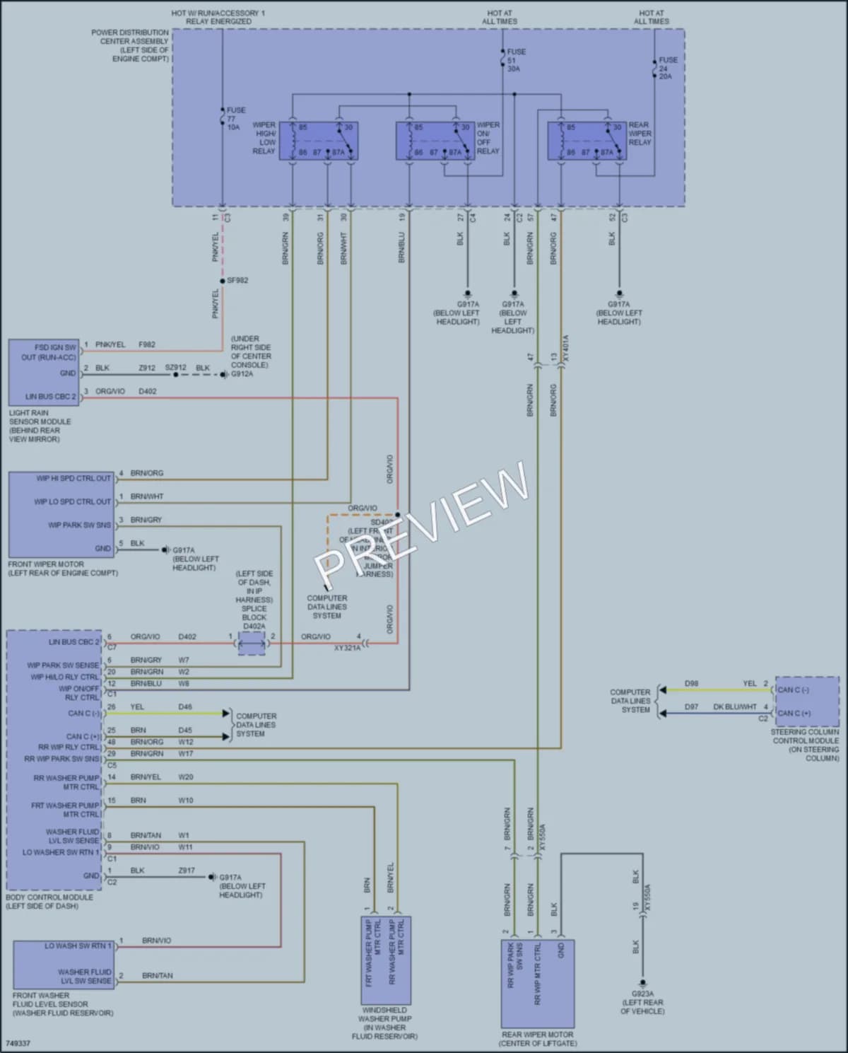 2021 Chrysler PacificaHybrid Wiper Washer wiring diagram preview