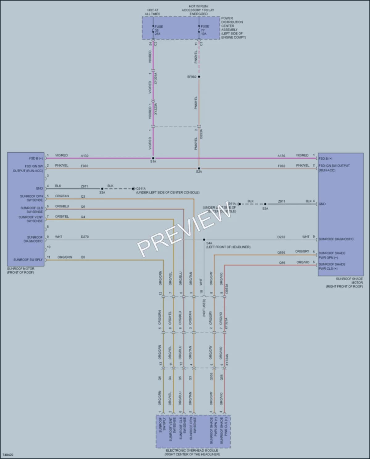 2021 Chrysler Voyager Power Top Sunroof wiring diagram preview