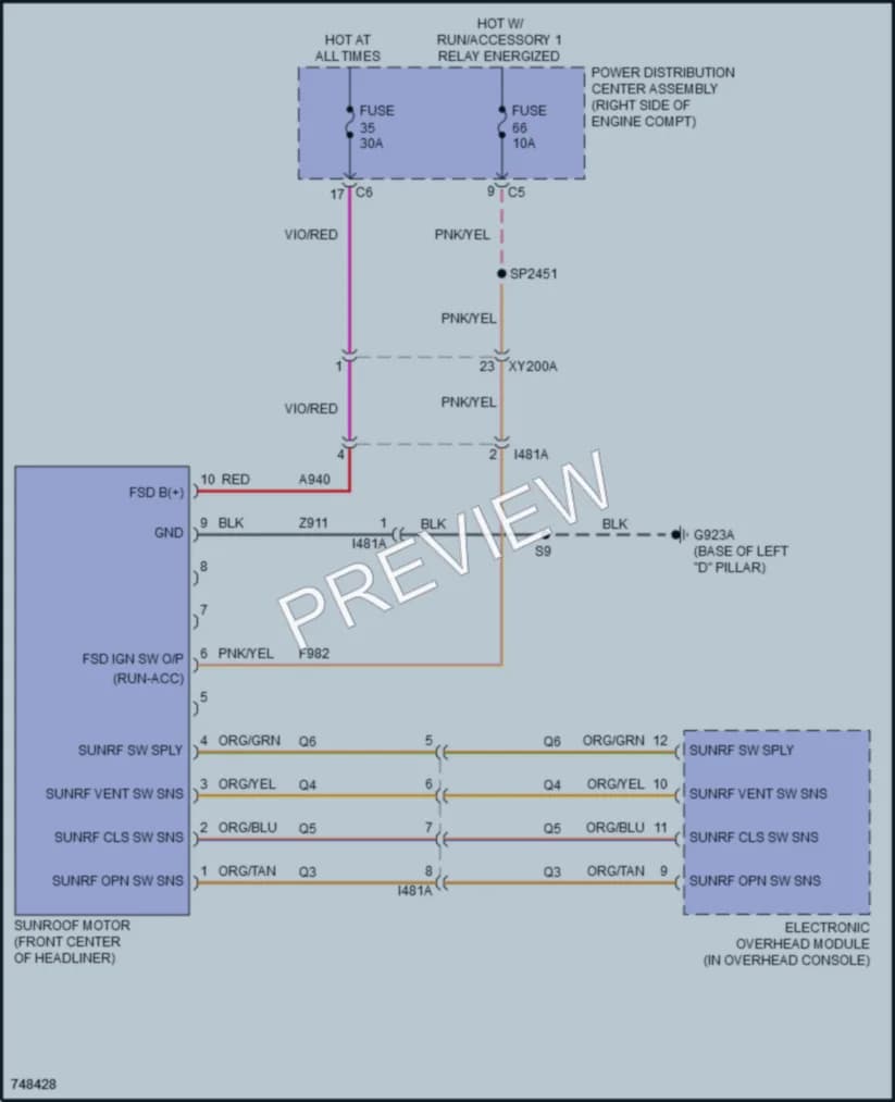 2021 Dodge Durango Power Top Sunroof wiring diagram preview