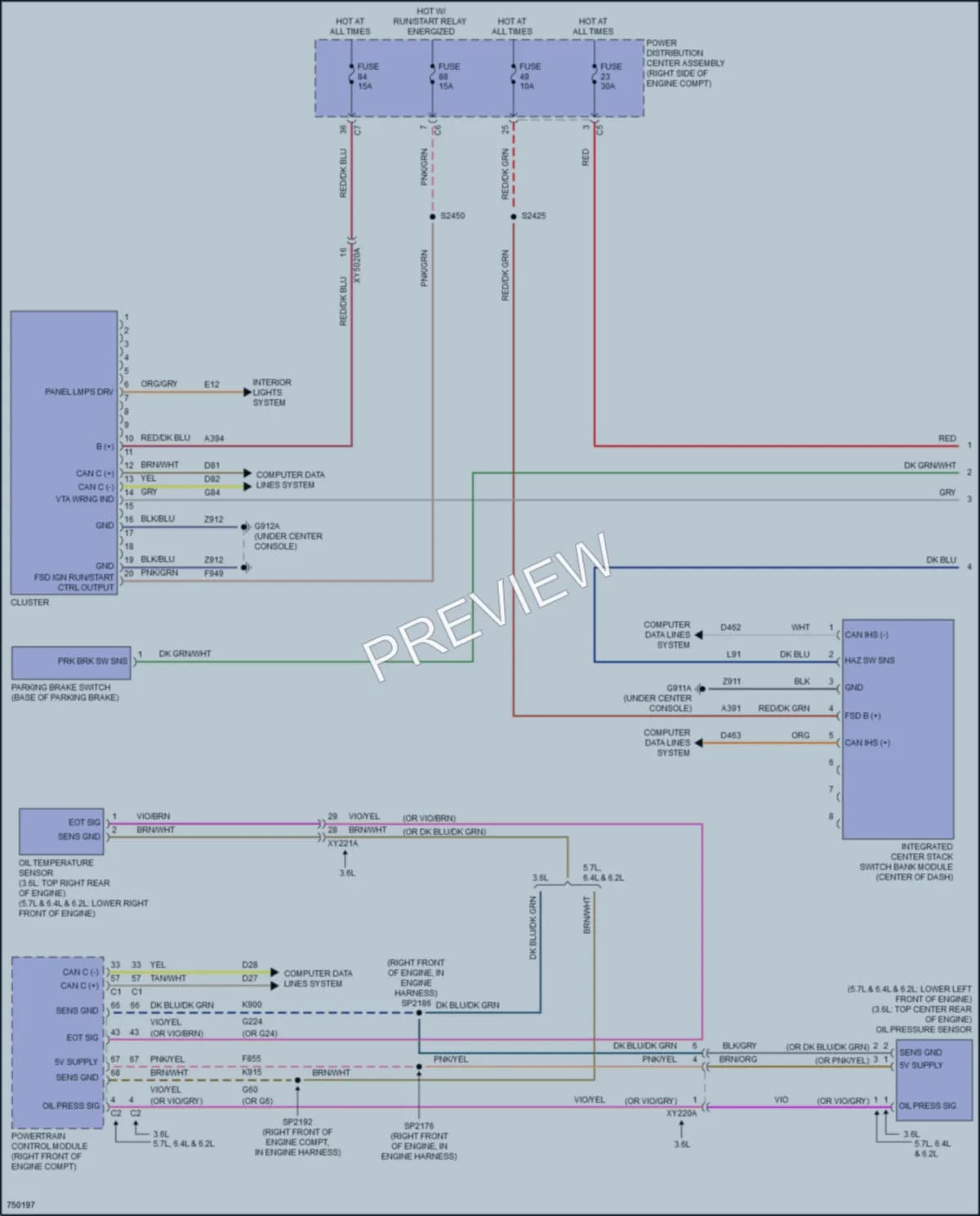 2021 Dodge DurangoPursuit Instrument Cluster wiring diagram preview