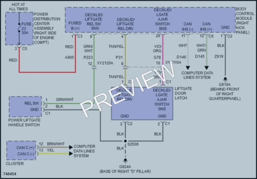 2021 Dodge DurangoPursuit Trunk Tailgate Fuel Door wiring diagram preview