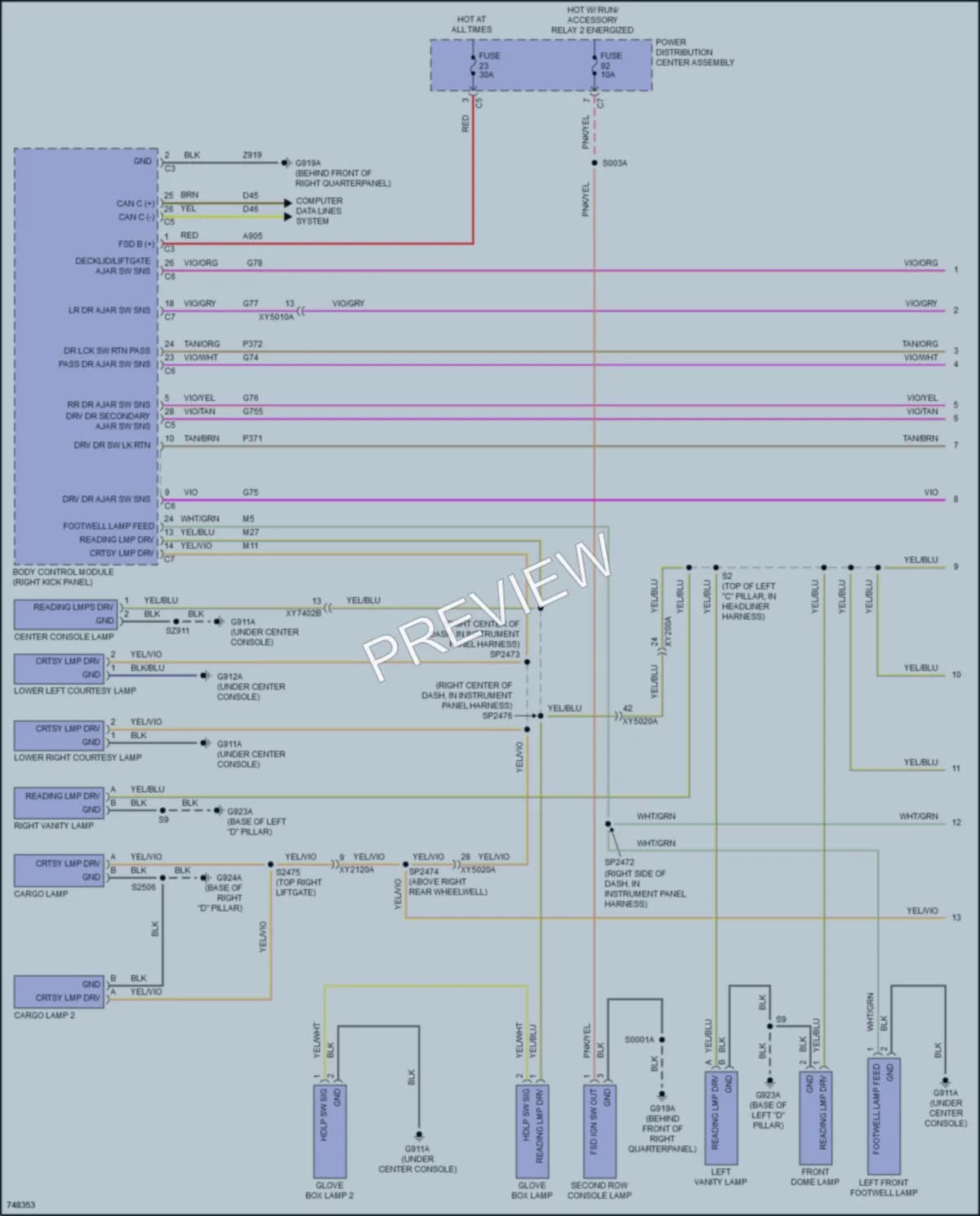 2021 Dodge DurangoSpecialService Interior Lights wiring diagram preview