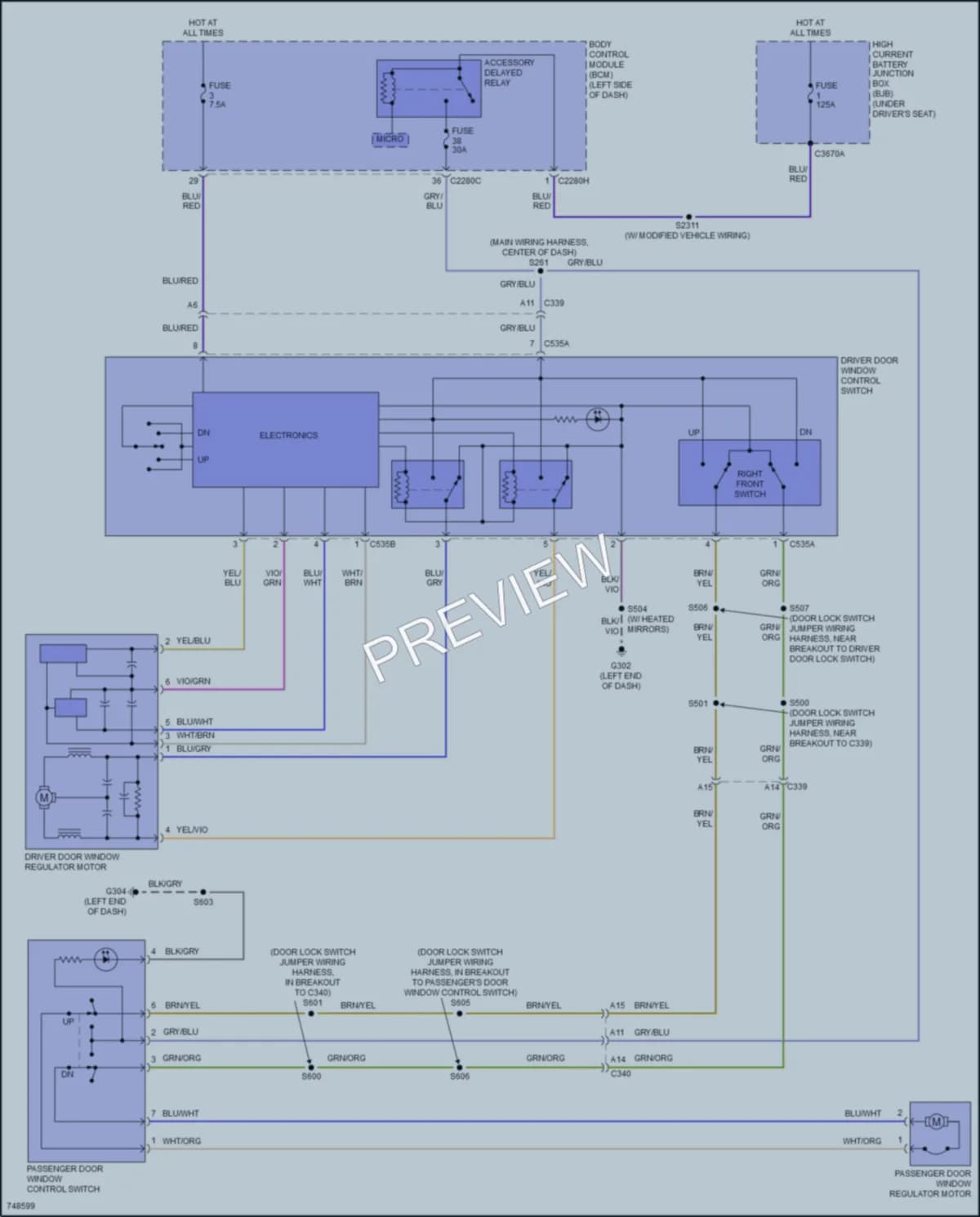 2021 Ford 250Transit Power Windows wiring diagram preview