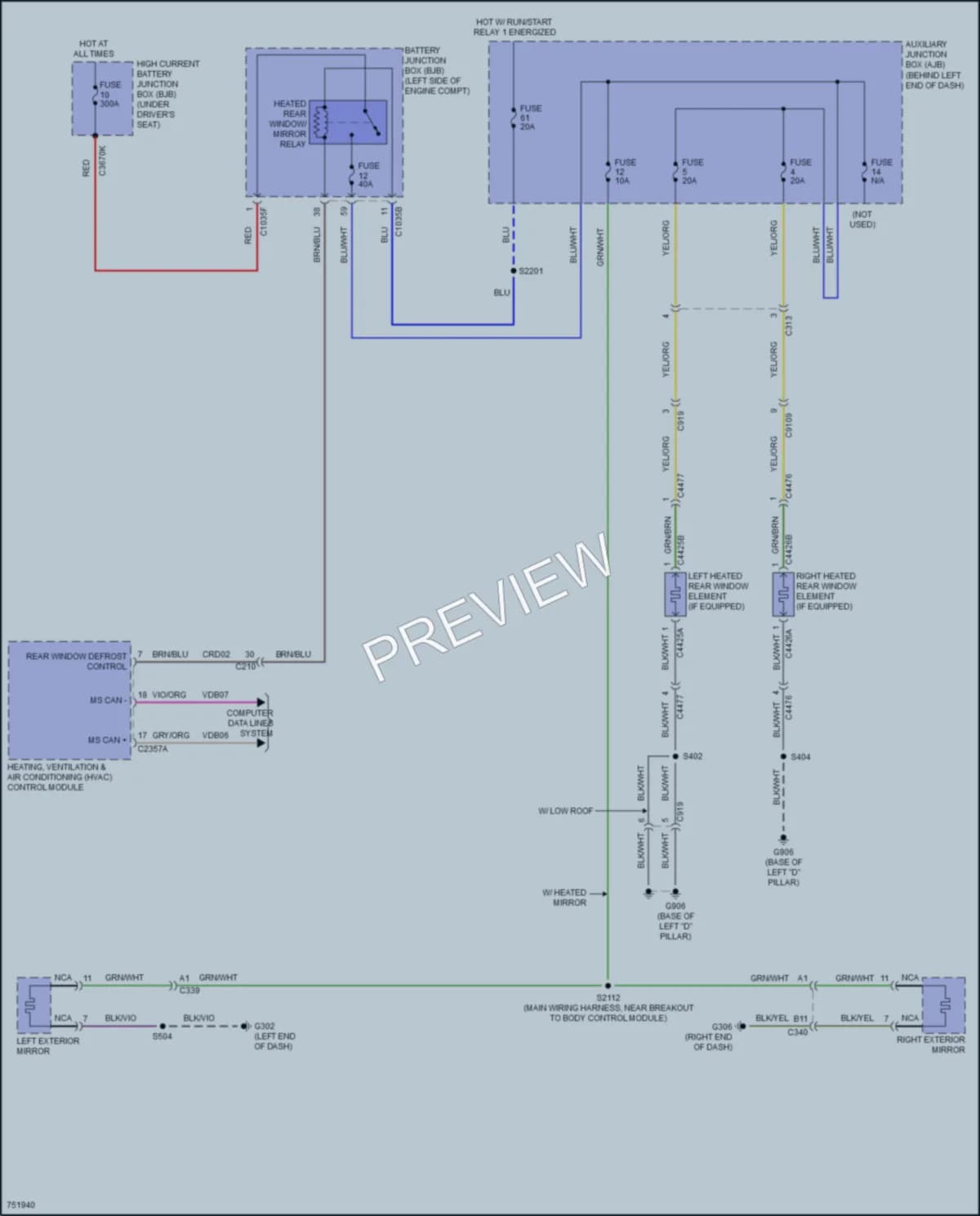 2021 Ford 350Transit Defoggers wiring diagram preview