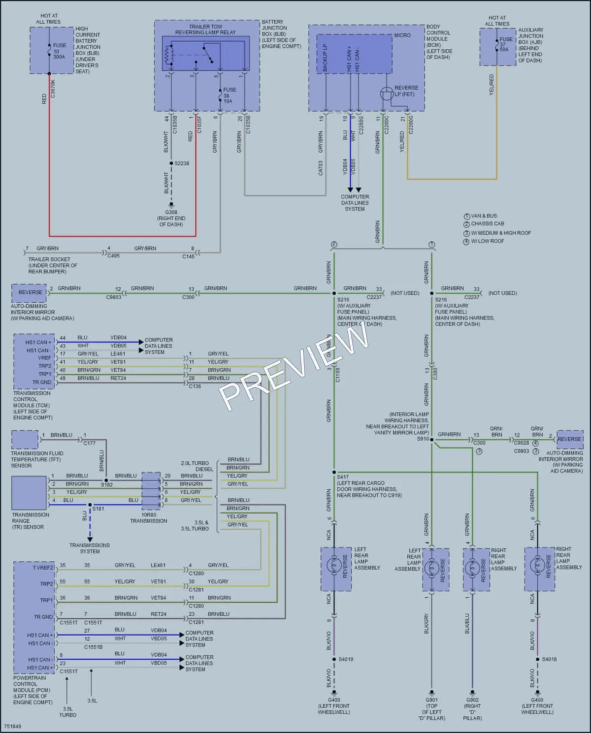 2021 Ford 350Transit Exterior Lights wiring diagram preview