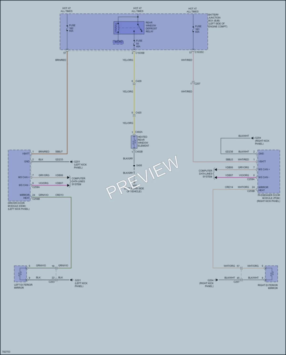 2021 Ford Bronco Defoggers wiring diagram preview