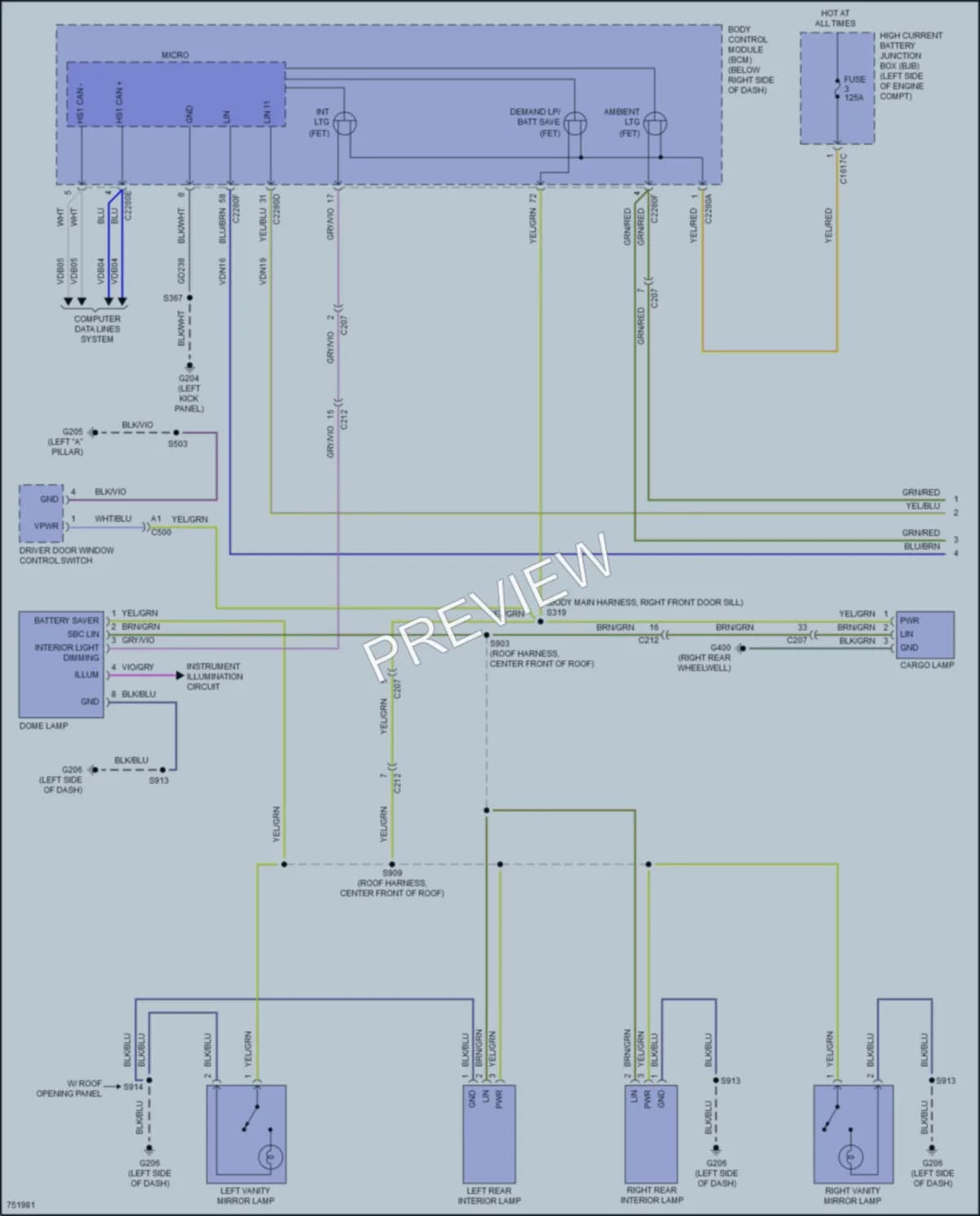 2021 Ford BroncoSport Interior Lights wiring diagram preview