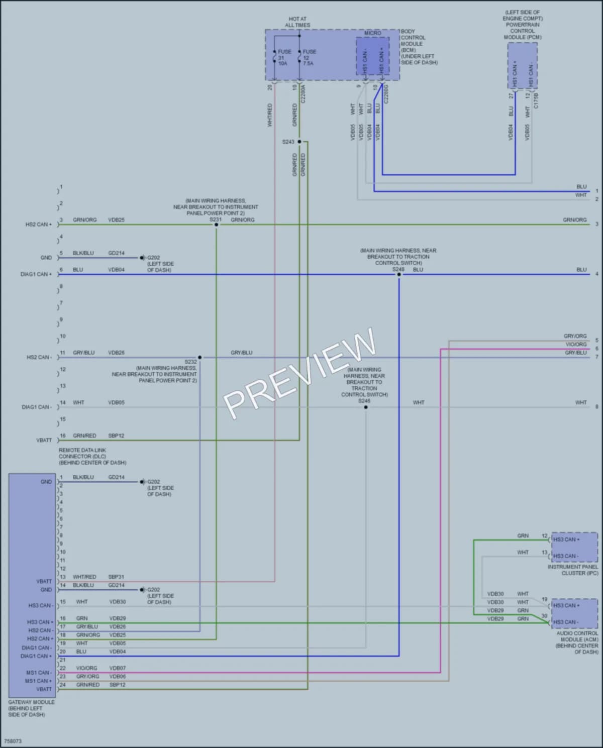 2021 Ford E350Econoline Computer Data Lines wiring diagram preview