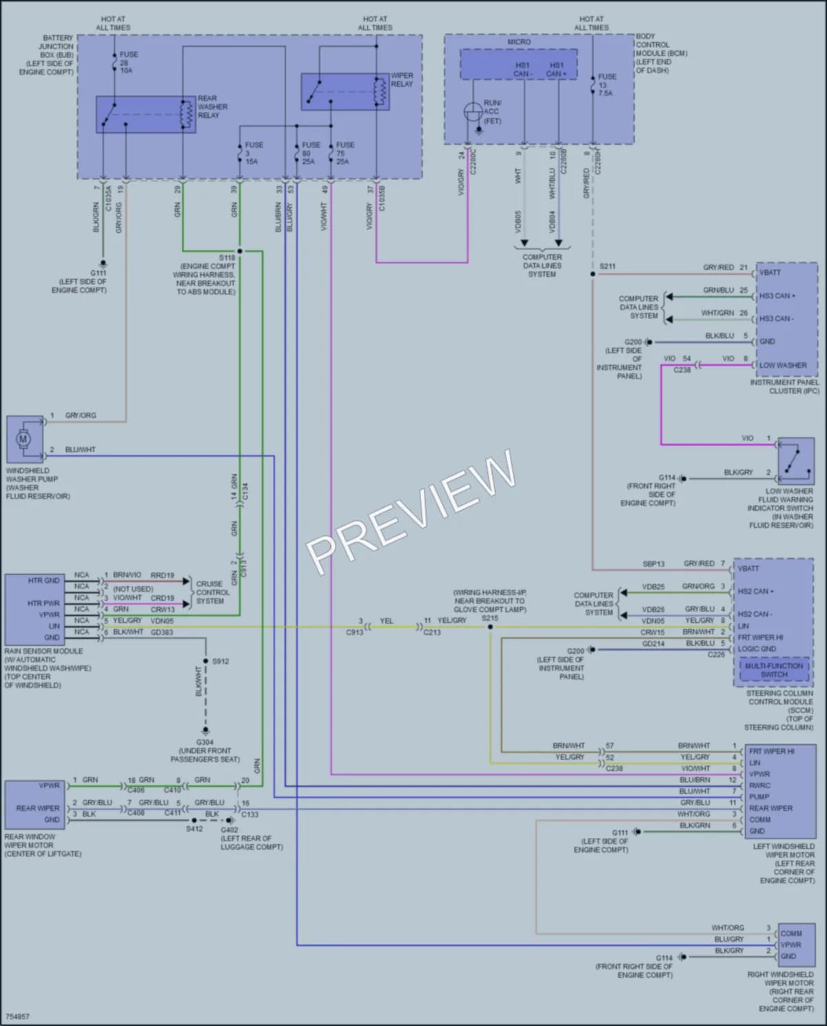2021 Ford Edge Wiper Washer wiring diagram preview