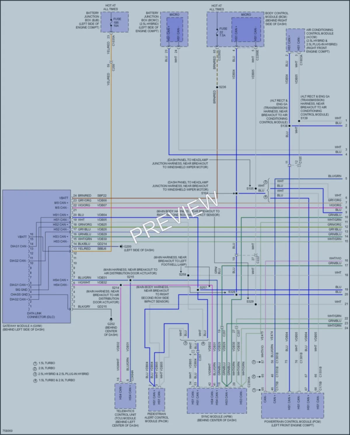 2021 Ford Escape Computer Data Lines wiring diagram preview