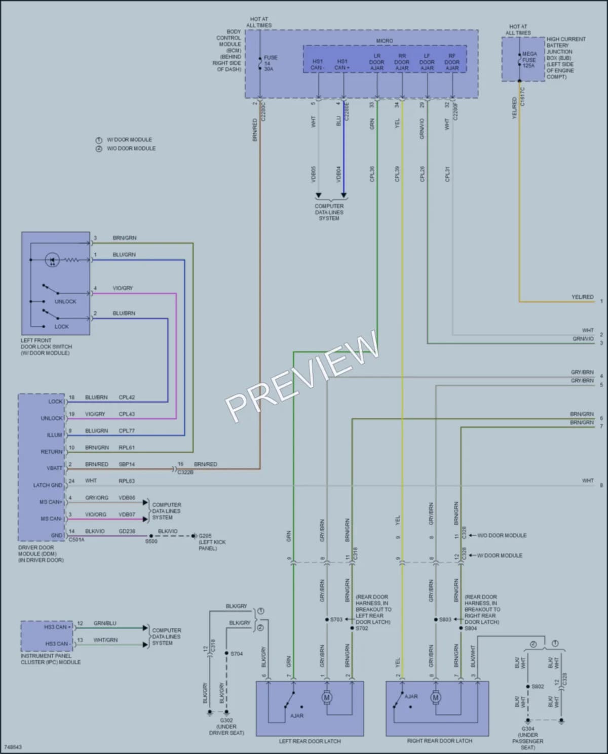 2021 Ford Escape Power Door Locks wiring diagram preview