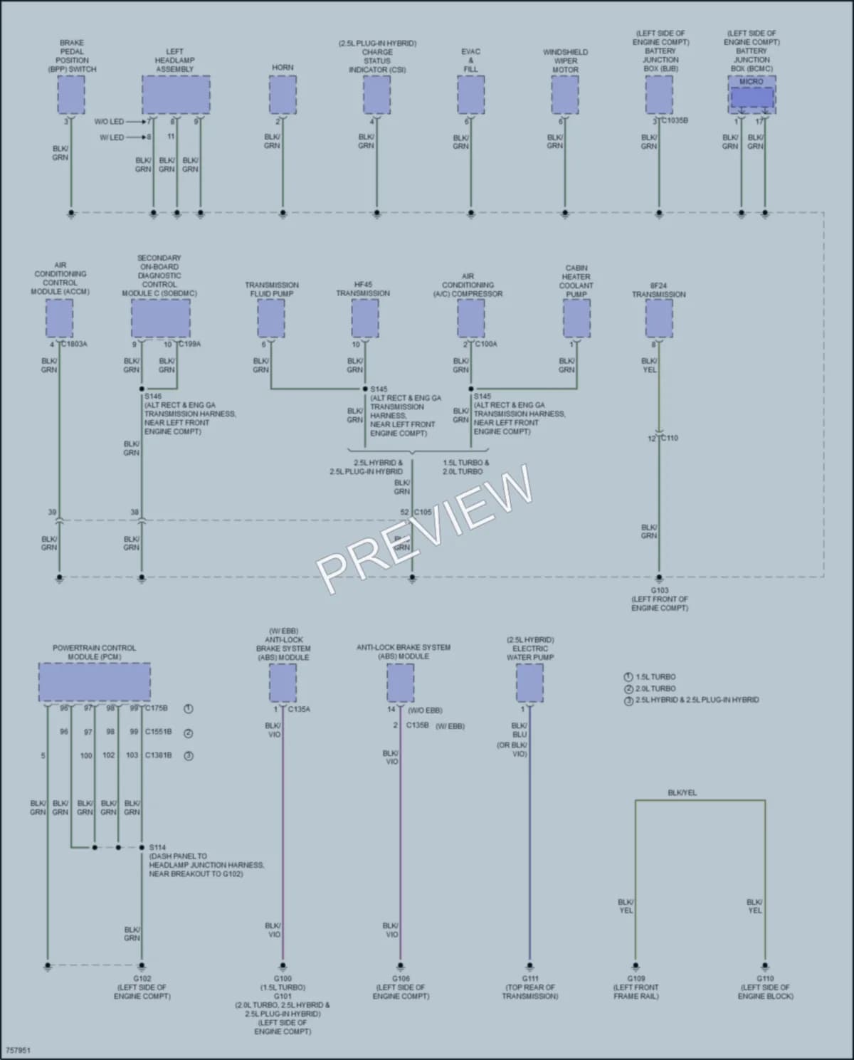 2021 Ford EscapeHybrid Ground Distribution wiring diagram preview