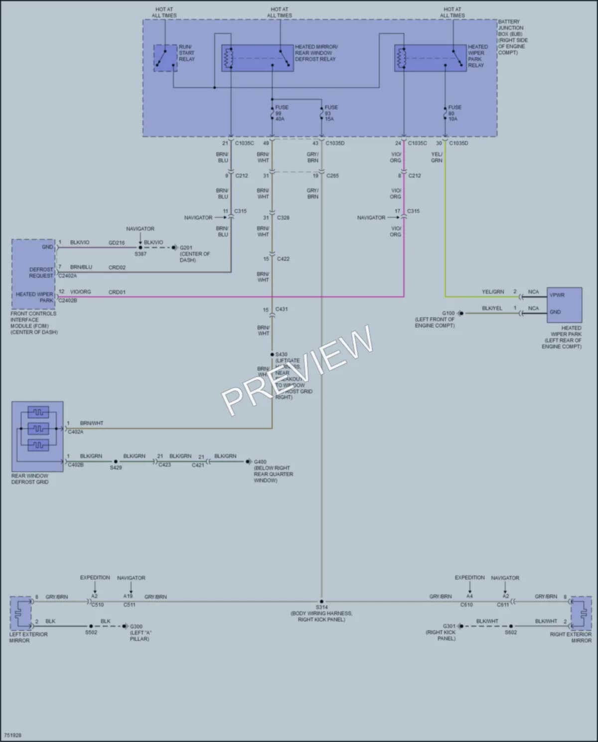 2021 Ford ExpeditionMAX Defoggers wiring diagram preview