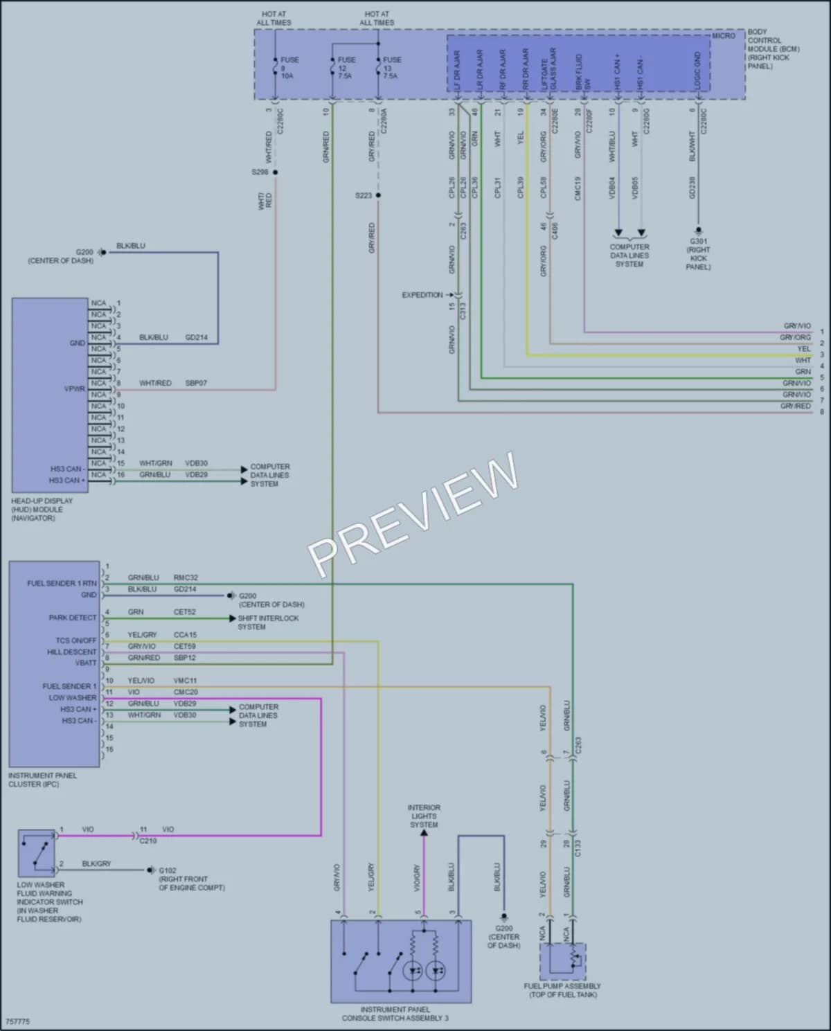 2021 Ford ExpeditionMAX Instrument Cluster wiring diagram preview