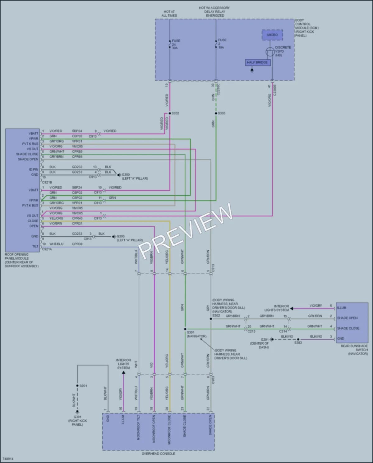 2021 Ford ExpeditionMAX Power Top Sunroof wiring diagram preview