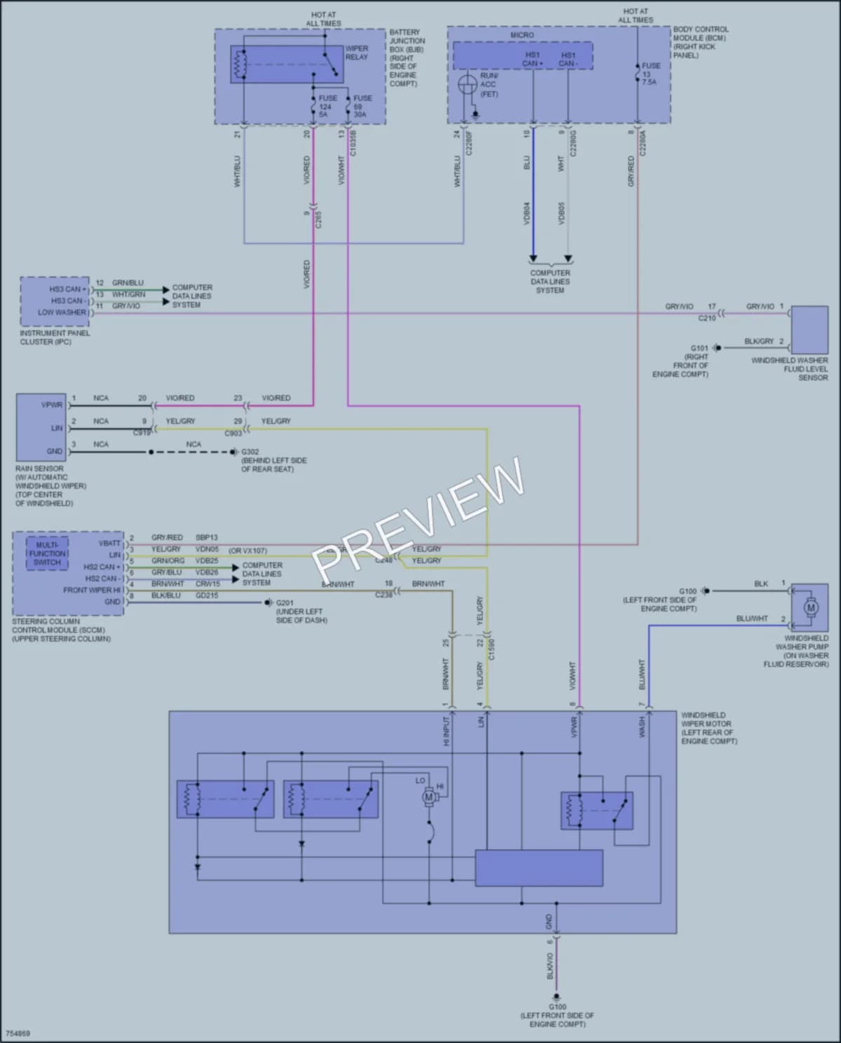 2021 Ford F150 Wiper Washer wiring diagram preview